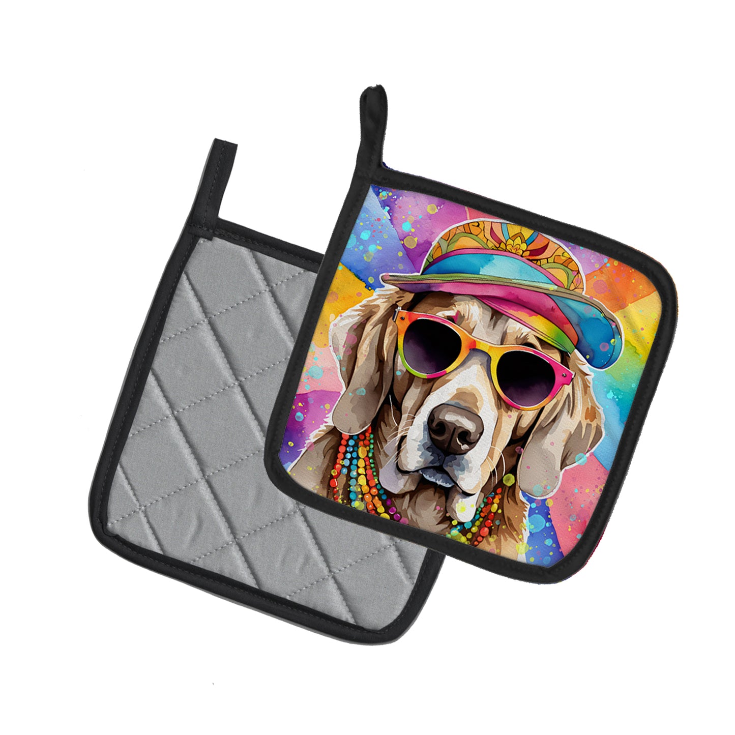 Weimaraner Hippie Dawg Pair of Pot Holders