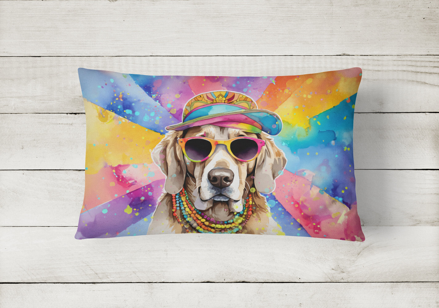 Weimaraner Hippie Dawg Throw Pillow