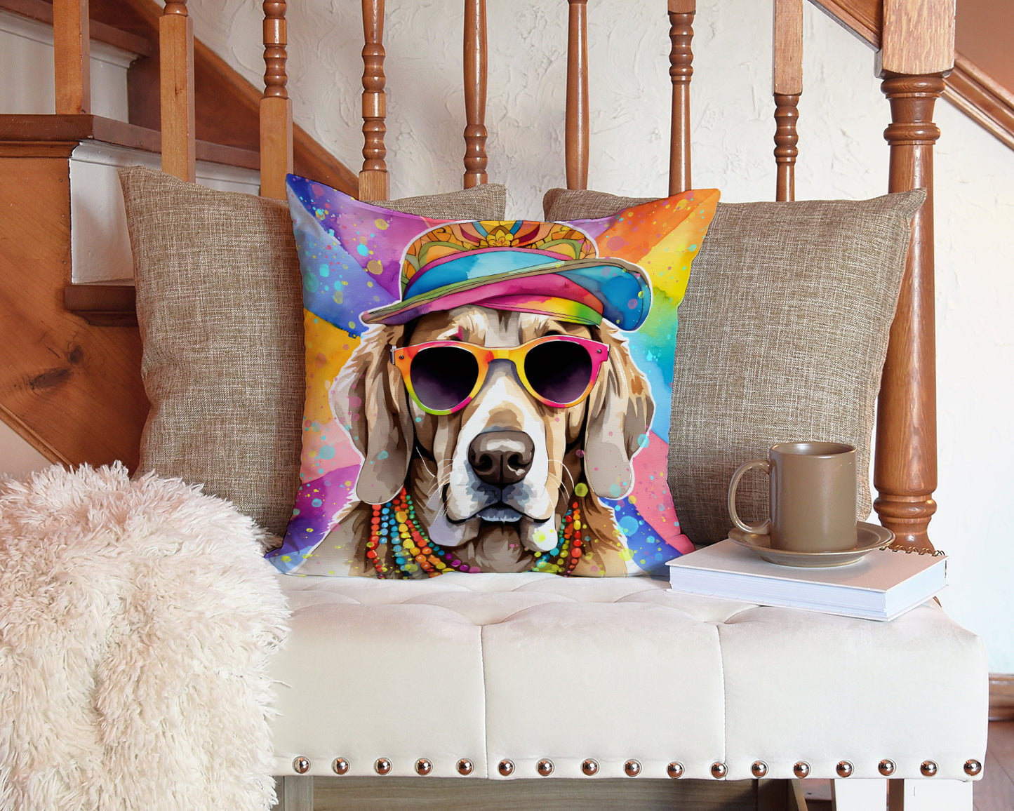 Weimaraner Hippie Dawg Throw Pillow