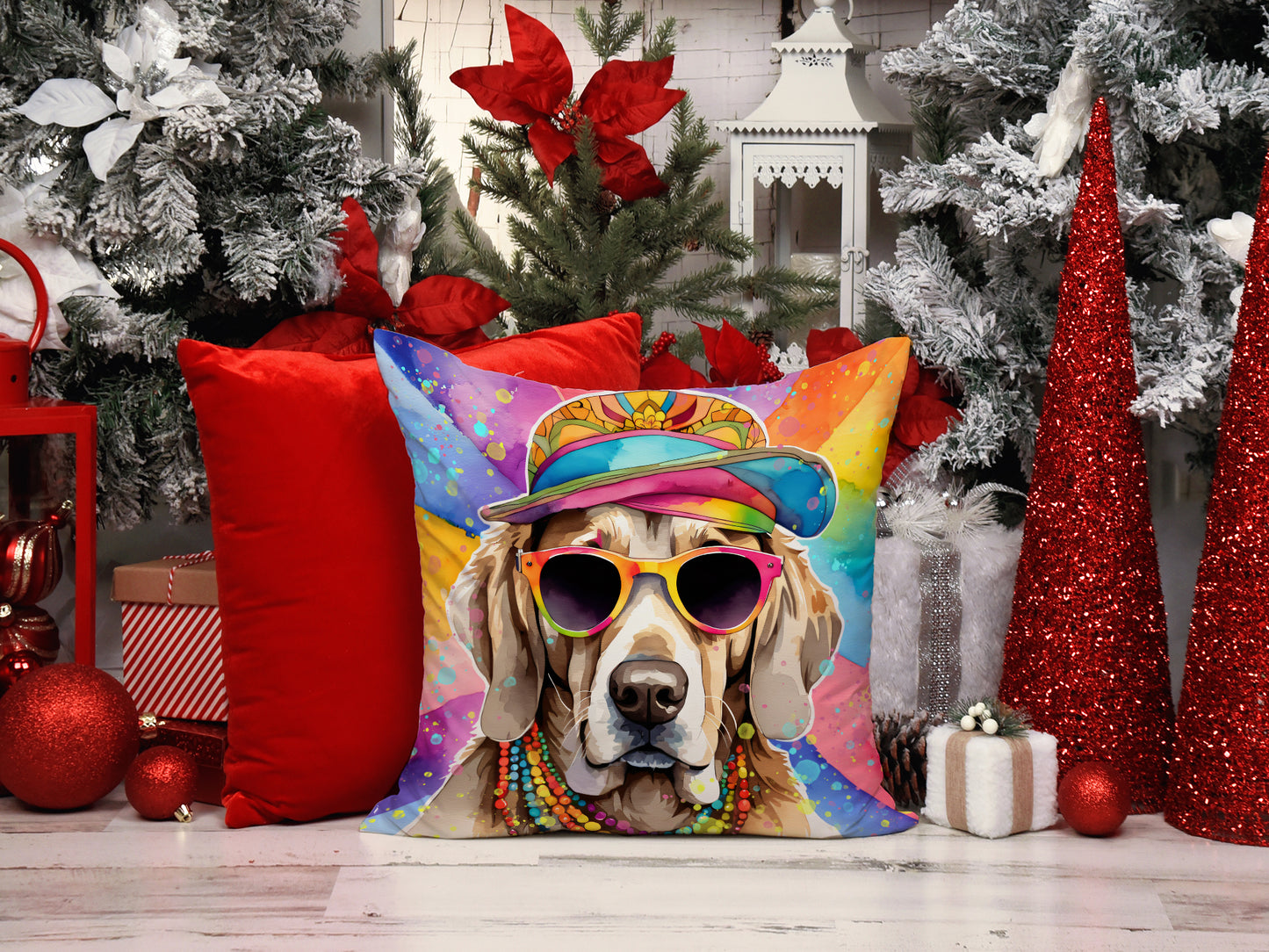 Weimaraner Hippie Dawg Throw Pillow