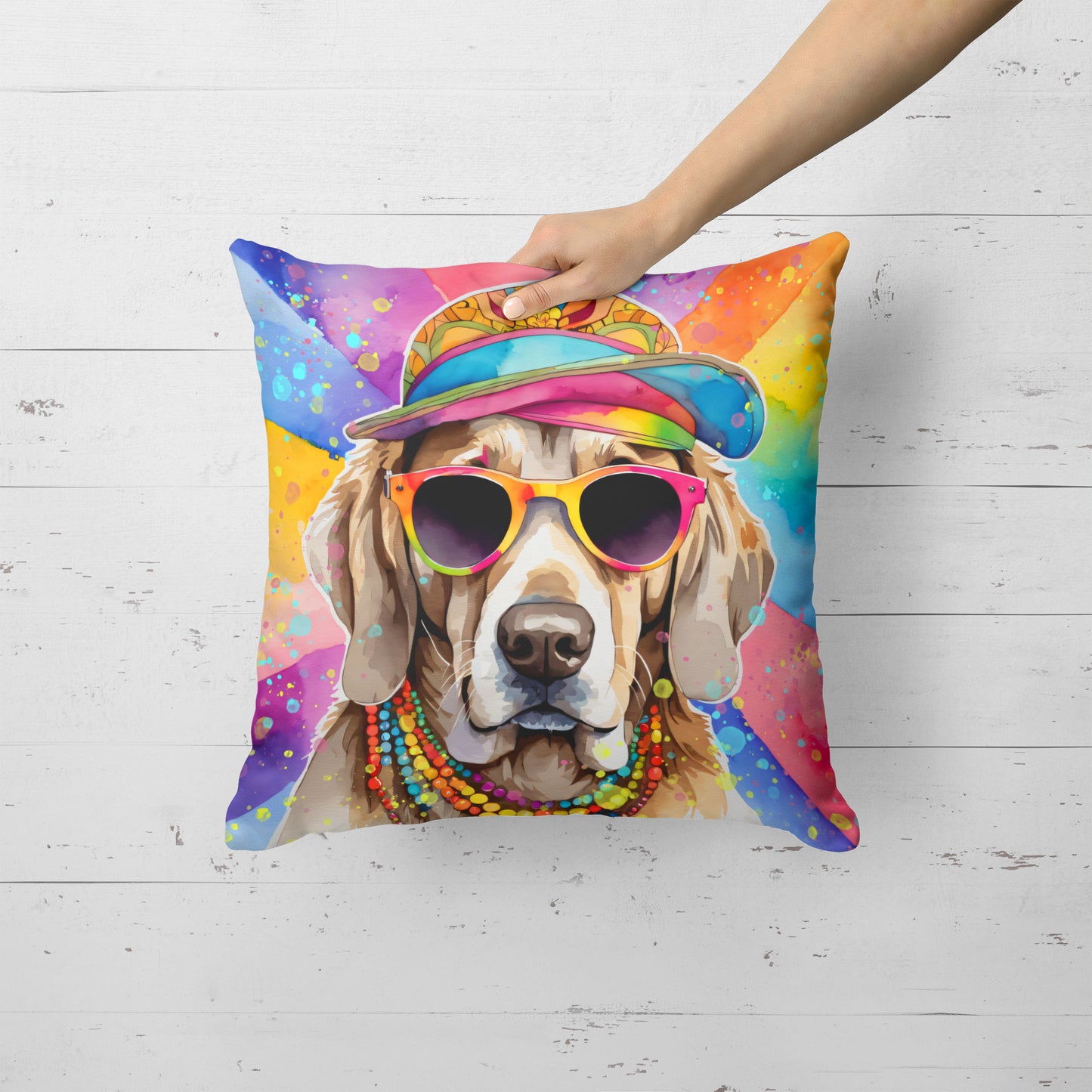 Weimaraner Hippie Dawg Throw Pillow