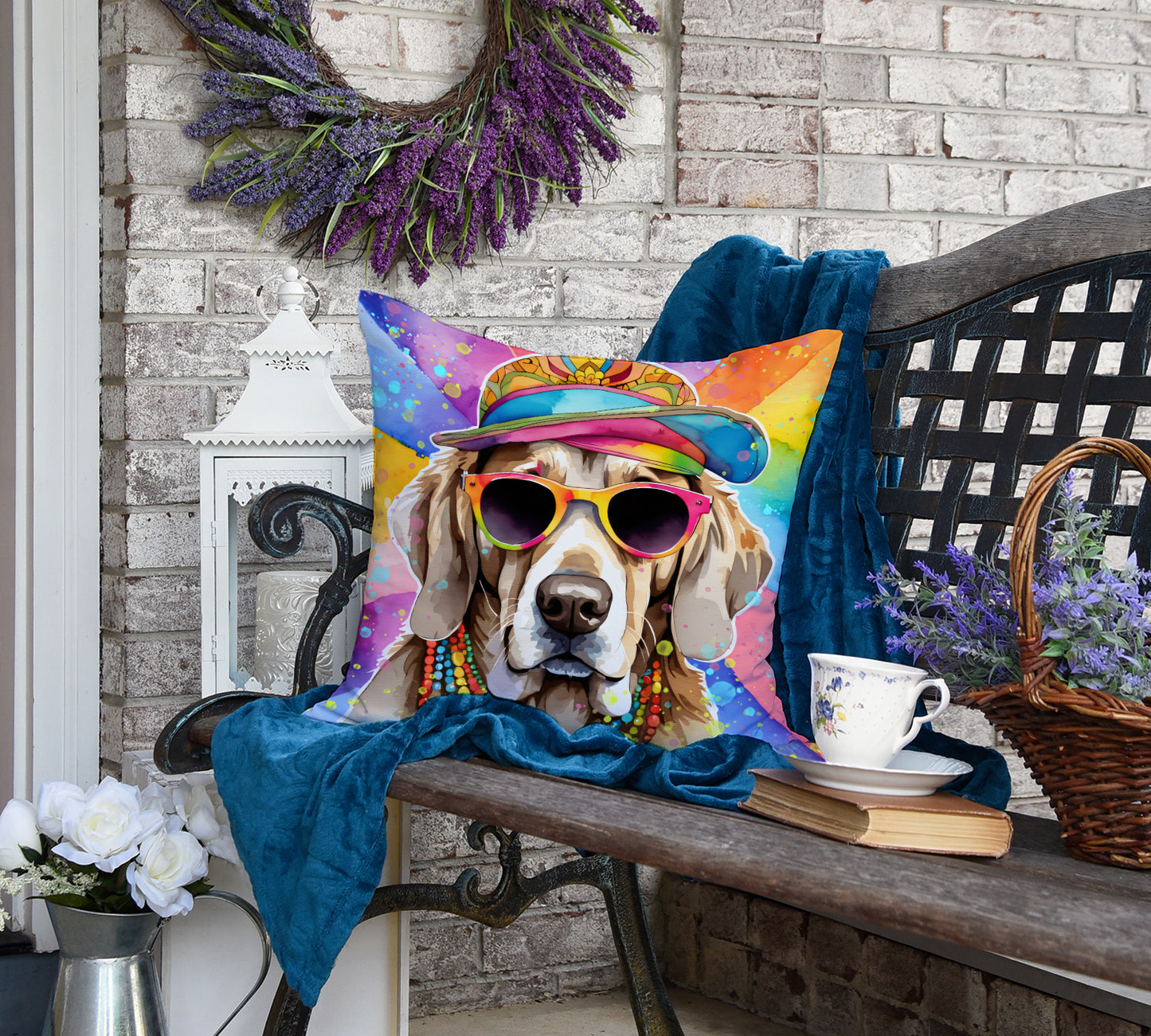 Weimaraner Hippie Dawg Throw Pillow