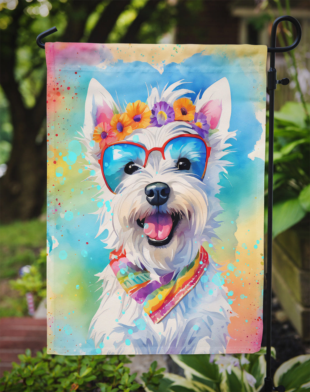 Westie Hippie Dawg Garden Flag