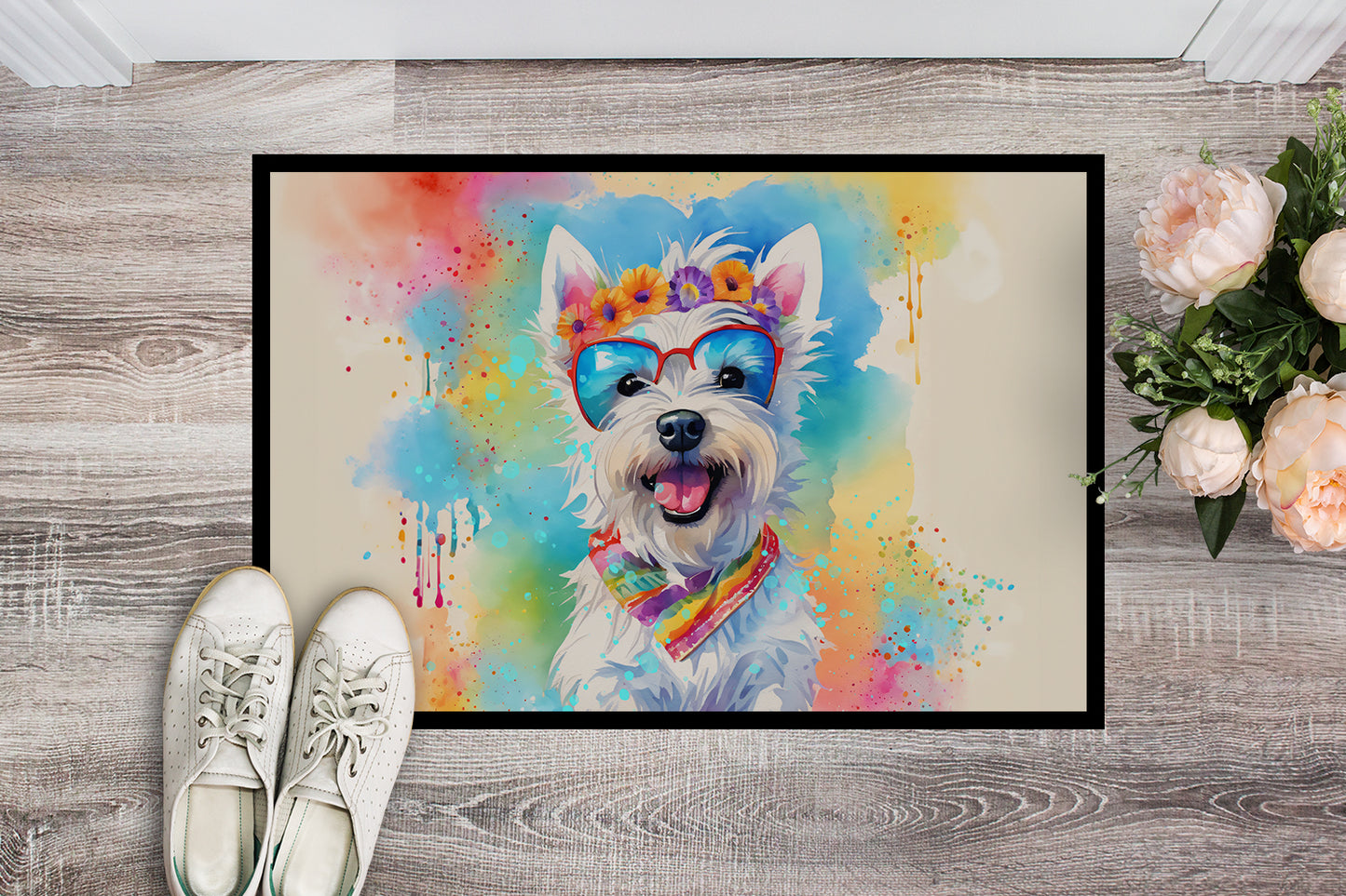 Westie Hippie Dawg Doormat