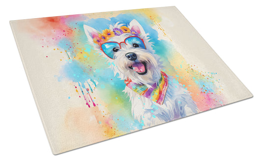 Buy this Westie Hippie Dawg Glass Cutting Board