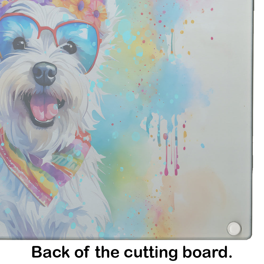 Westie Hippie Dawg Glass Cutting Board