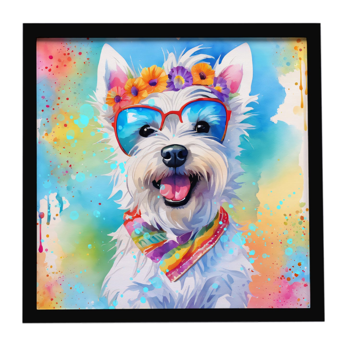 Buy this Westie Hippie Dawg Framed Metal Print