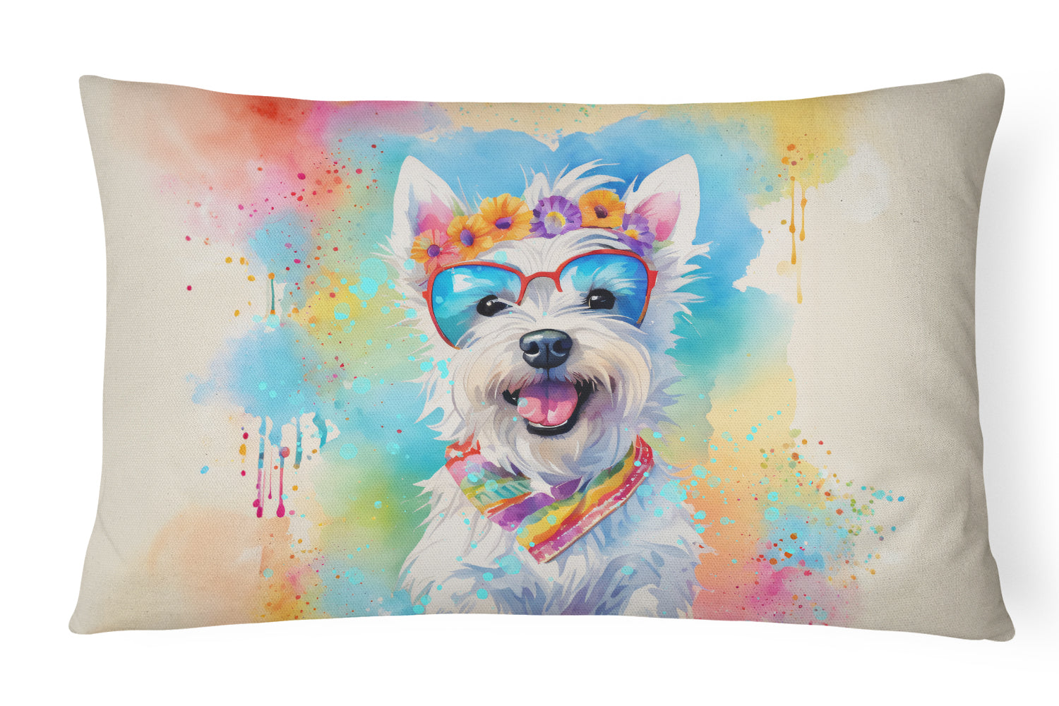 Buy this Westie Hippie Dawg Throw Pillow