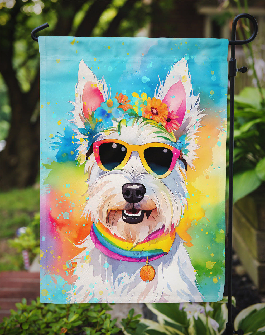 Westie Hippie Dawg Garden Flag