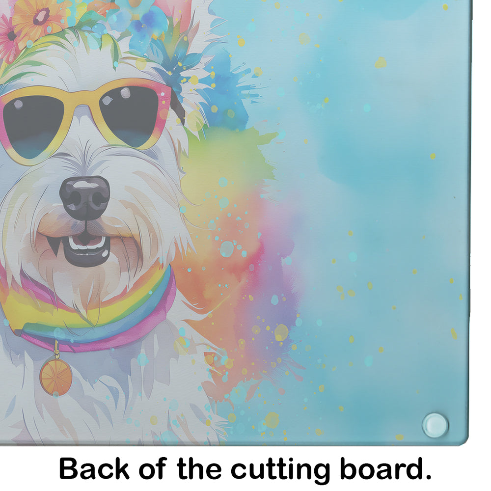 Westie Hippie Dawg Glass Cutting Board