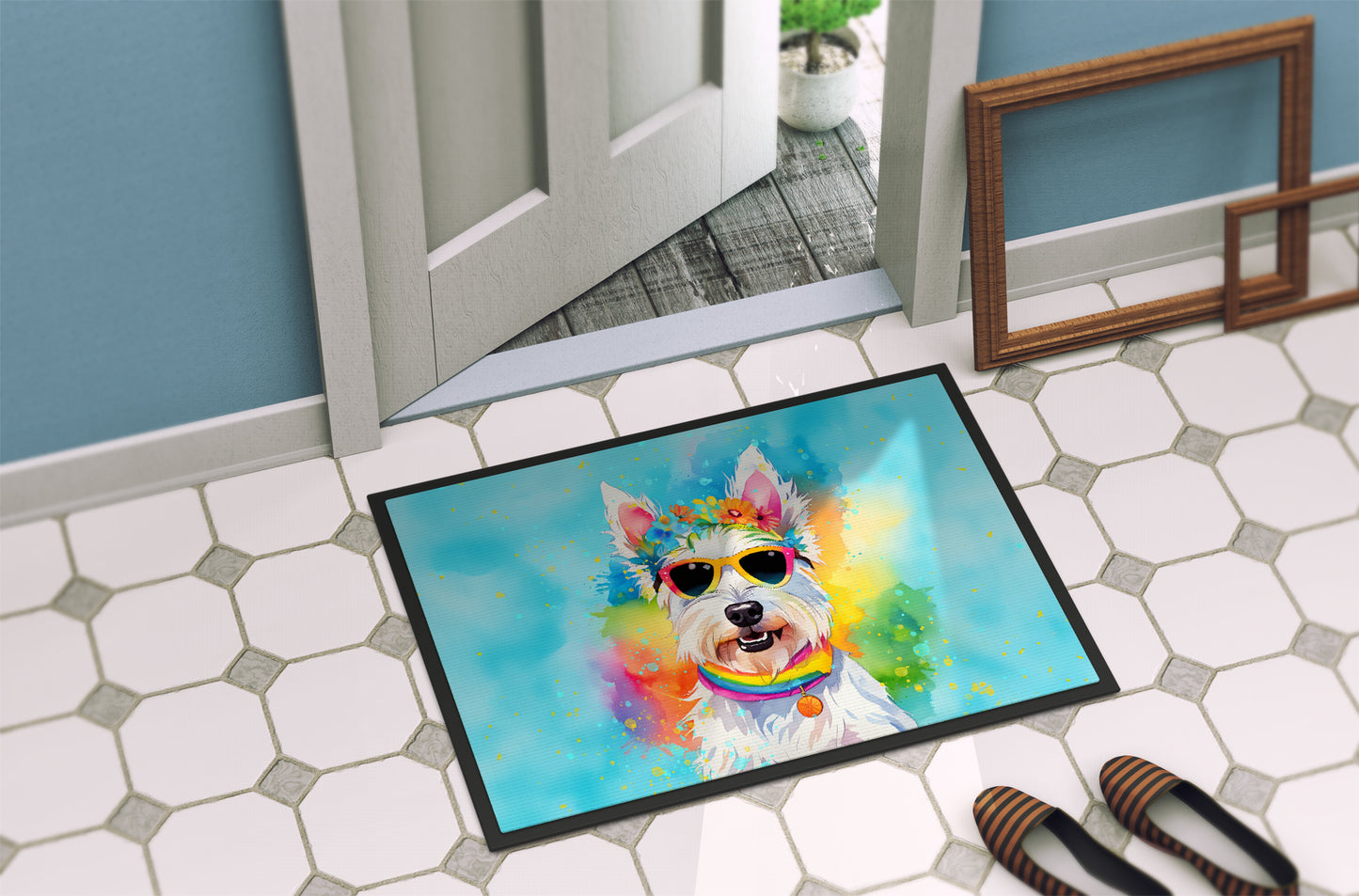 Westie Hippie Dawg Doormat