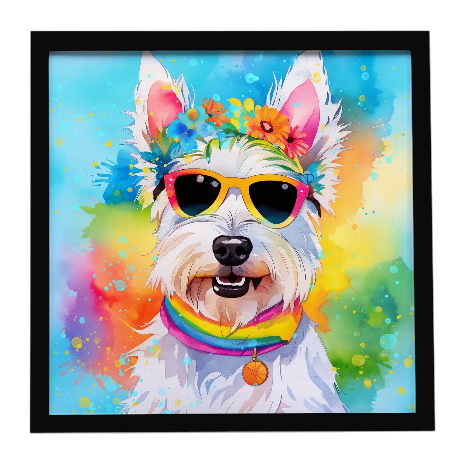 Buy this Westie Hippie Dawg Framed Metal Print
