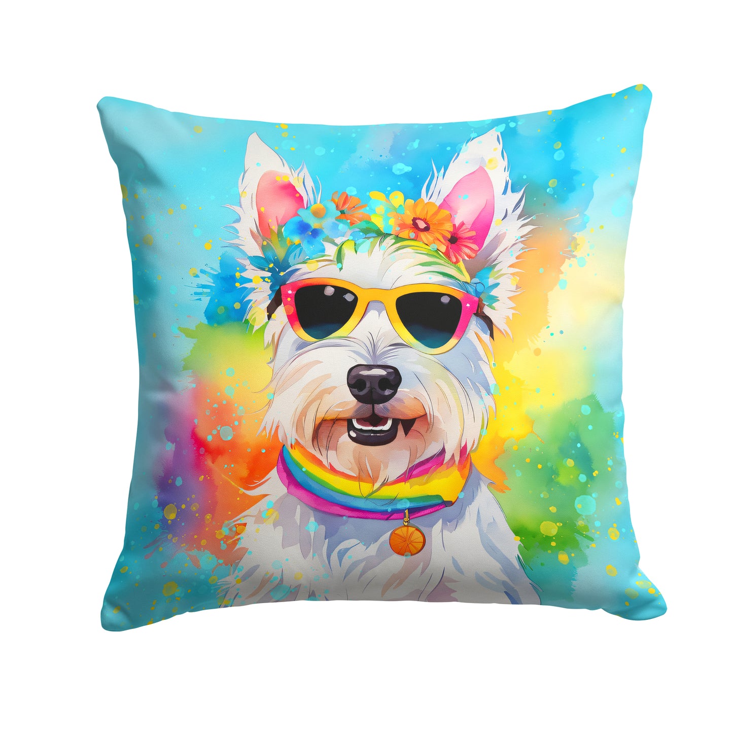 Buy this Westie Hippie Dawg Throw Pillow