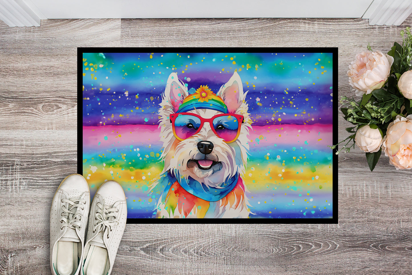 Westie Hippie Dawg Doormat