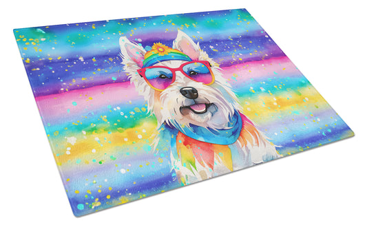 Buy this Westie Hippie Dawg Glass Cutting Board