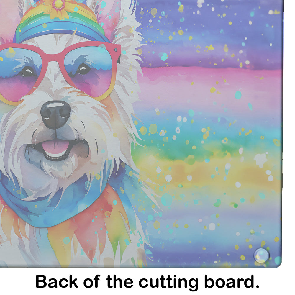 Westie Hippie Dawg Glass Cutting Board