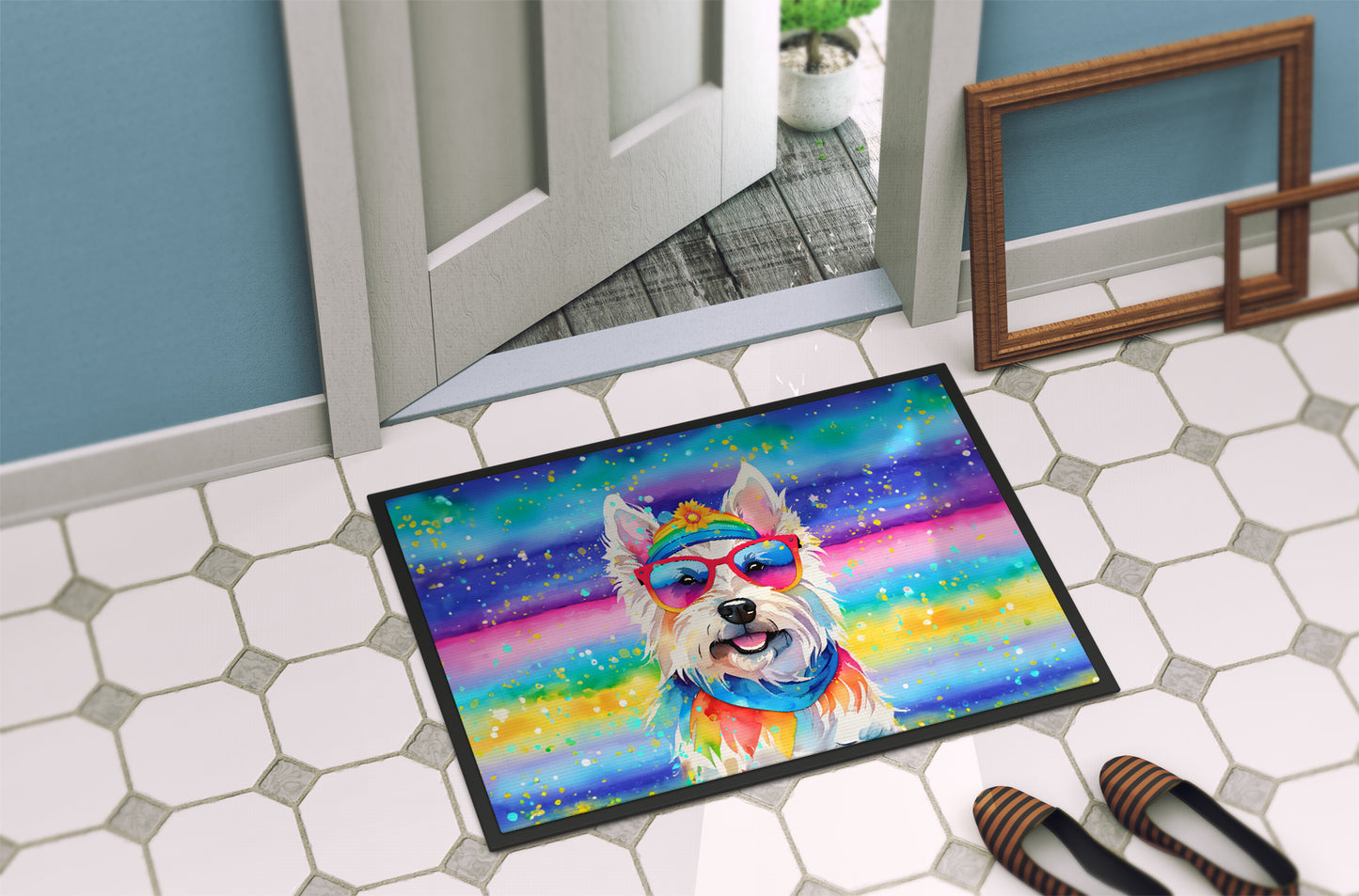 Westie Hippie Dawg Doormat