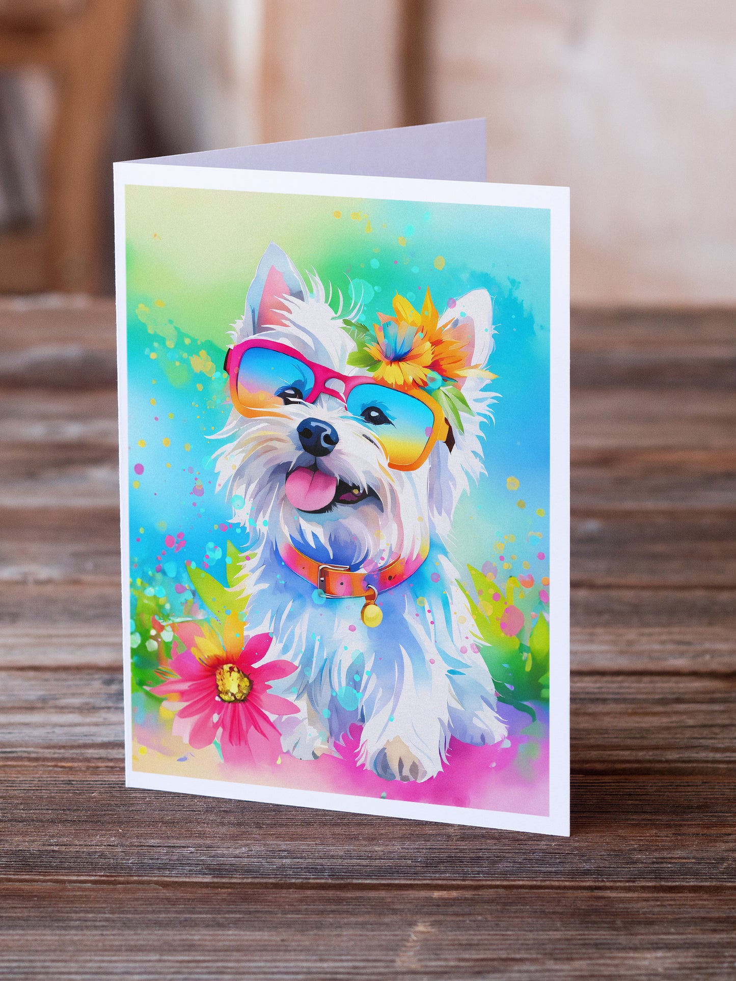 Westie Hippie Dawg Greeting Cards Pack of 8