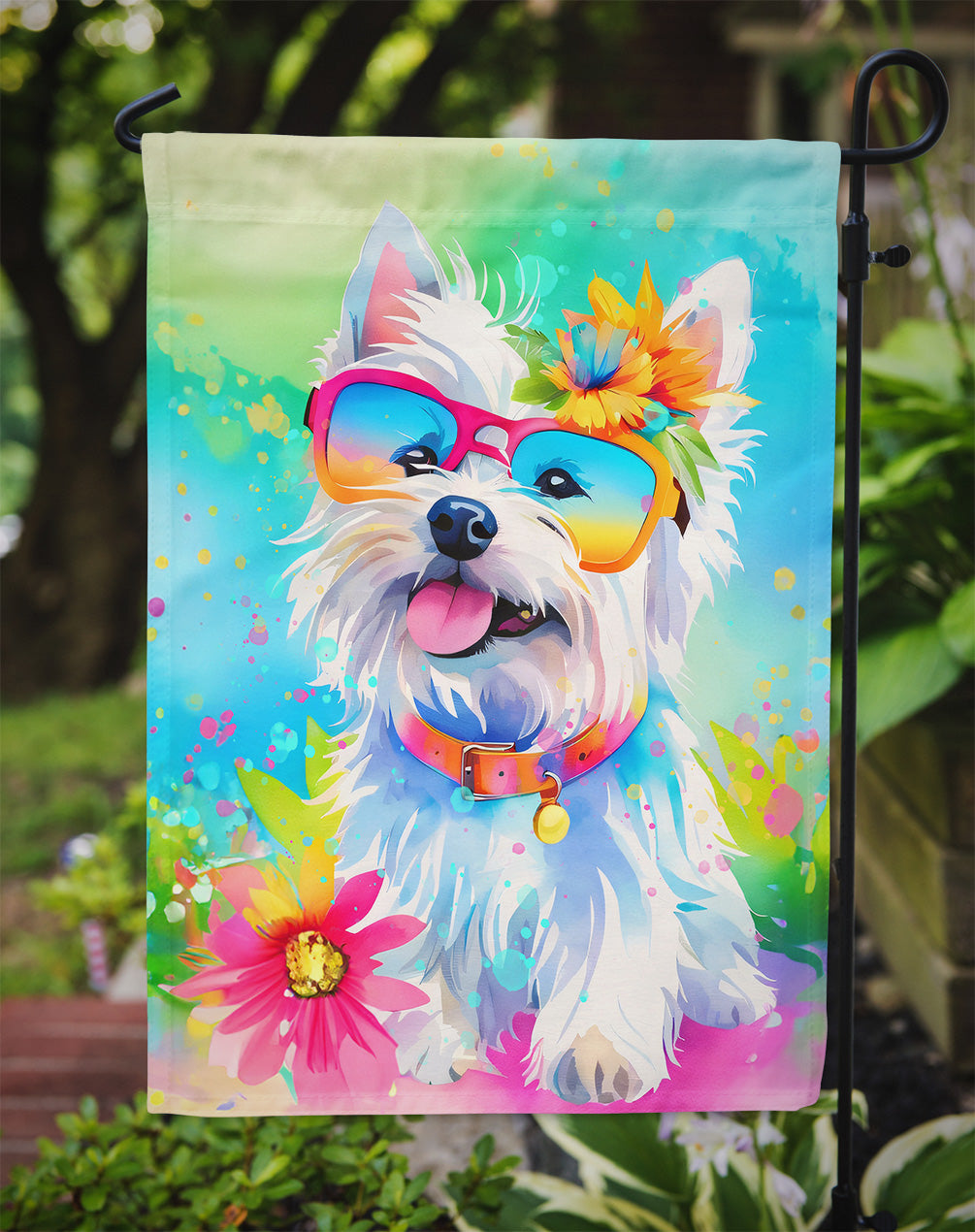 Westie Hippie Dawg Garden Flag