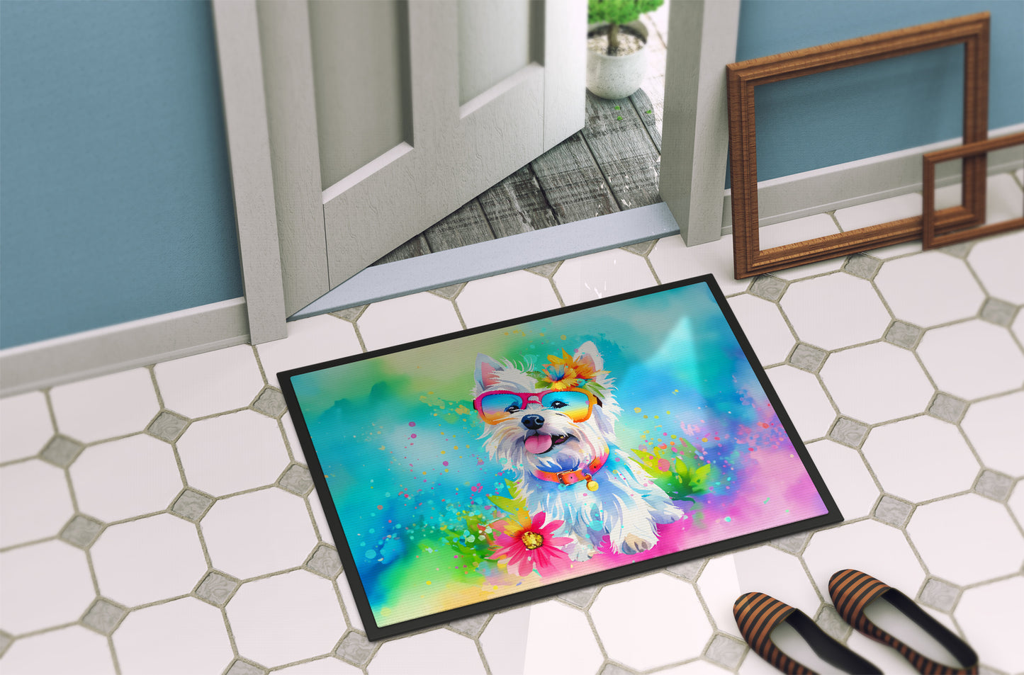 Westie Hippie Dawg Doormat