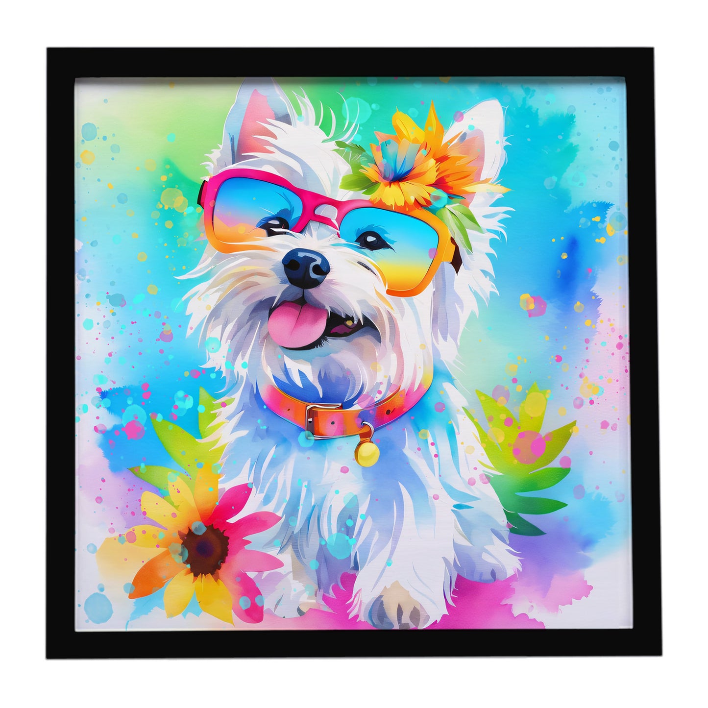 Buy this Westie Hippie Dawg Framed Metal Print
