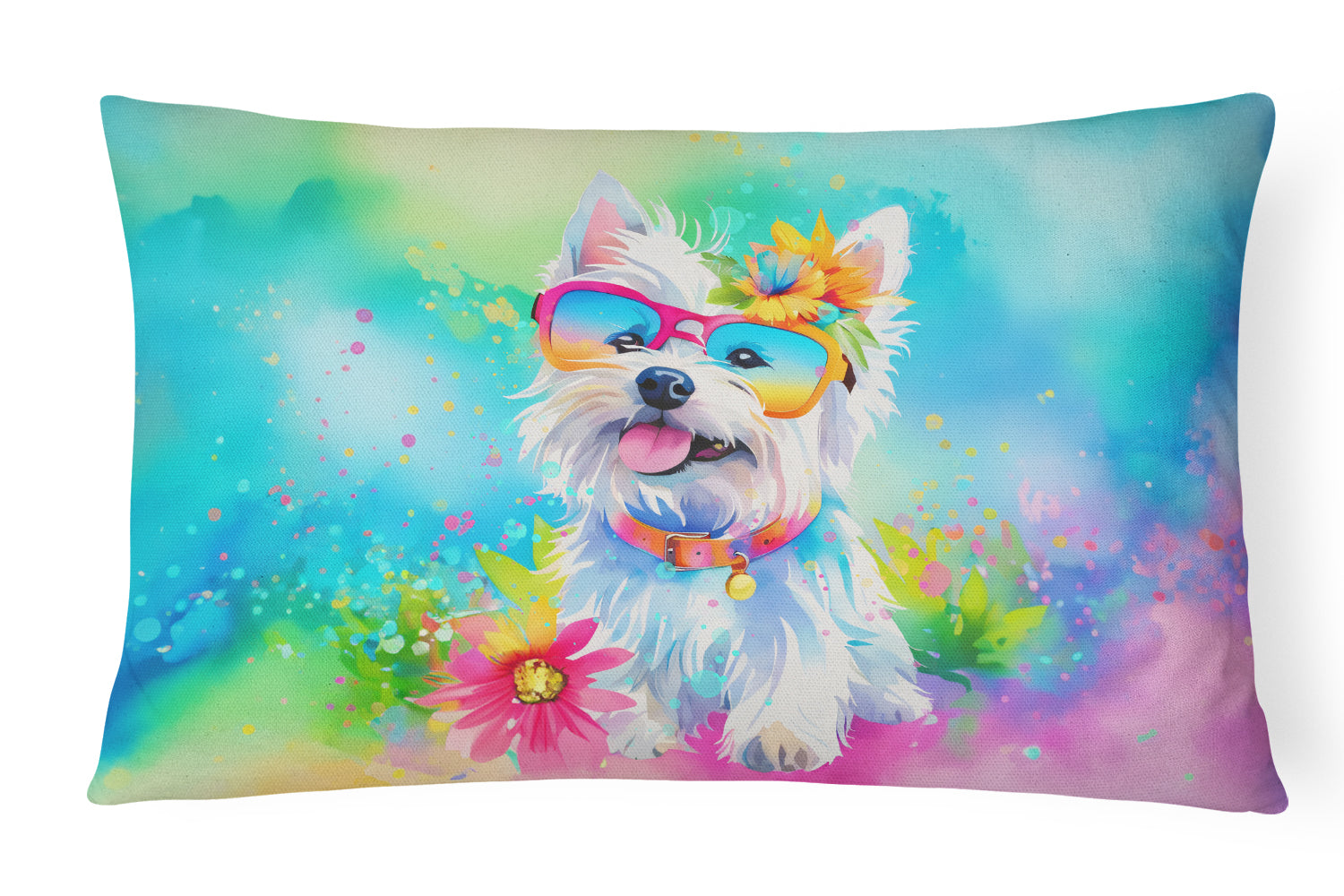 Buy this Westie Hippie Dawg Throw Pillow