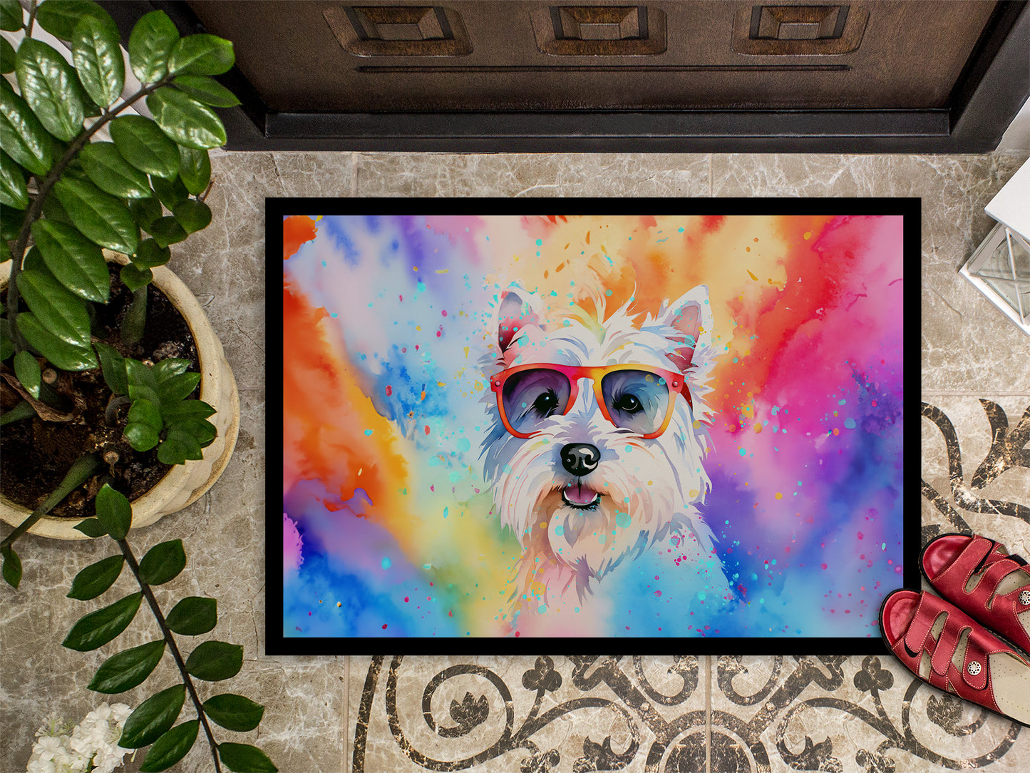 Westie Hippie Dawg Doormat