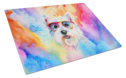 Buy this Westie Hippie Dawg Glass Cutting Board