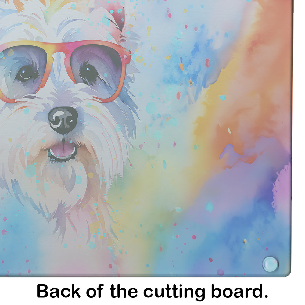 Westie Hippie Dawg Glass Cutting Board