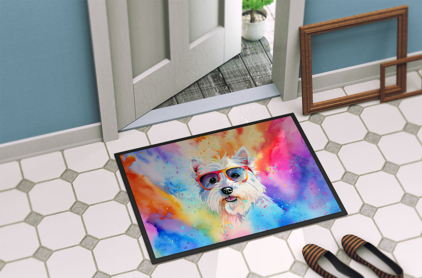 Westie Hippie Dawg Doormat