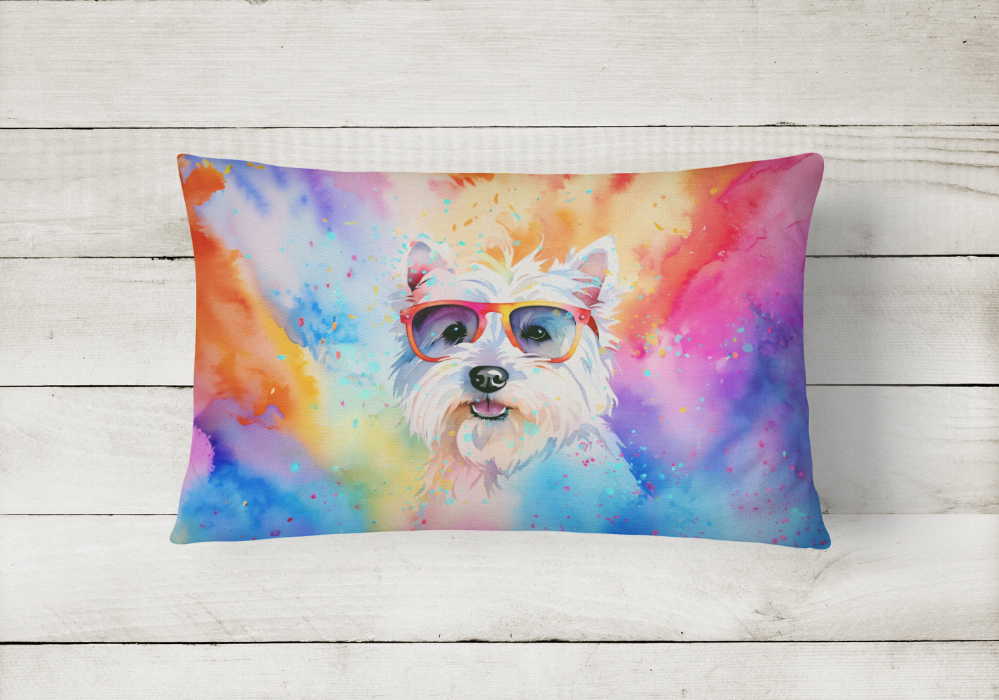 Westie Hippie Dawg Throw Pillow