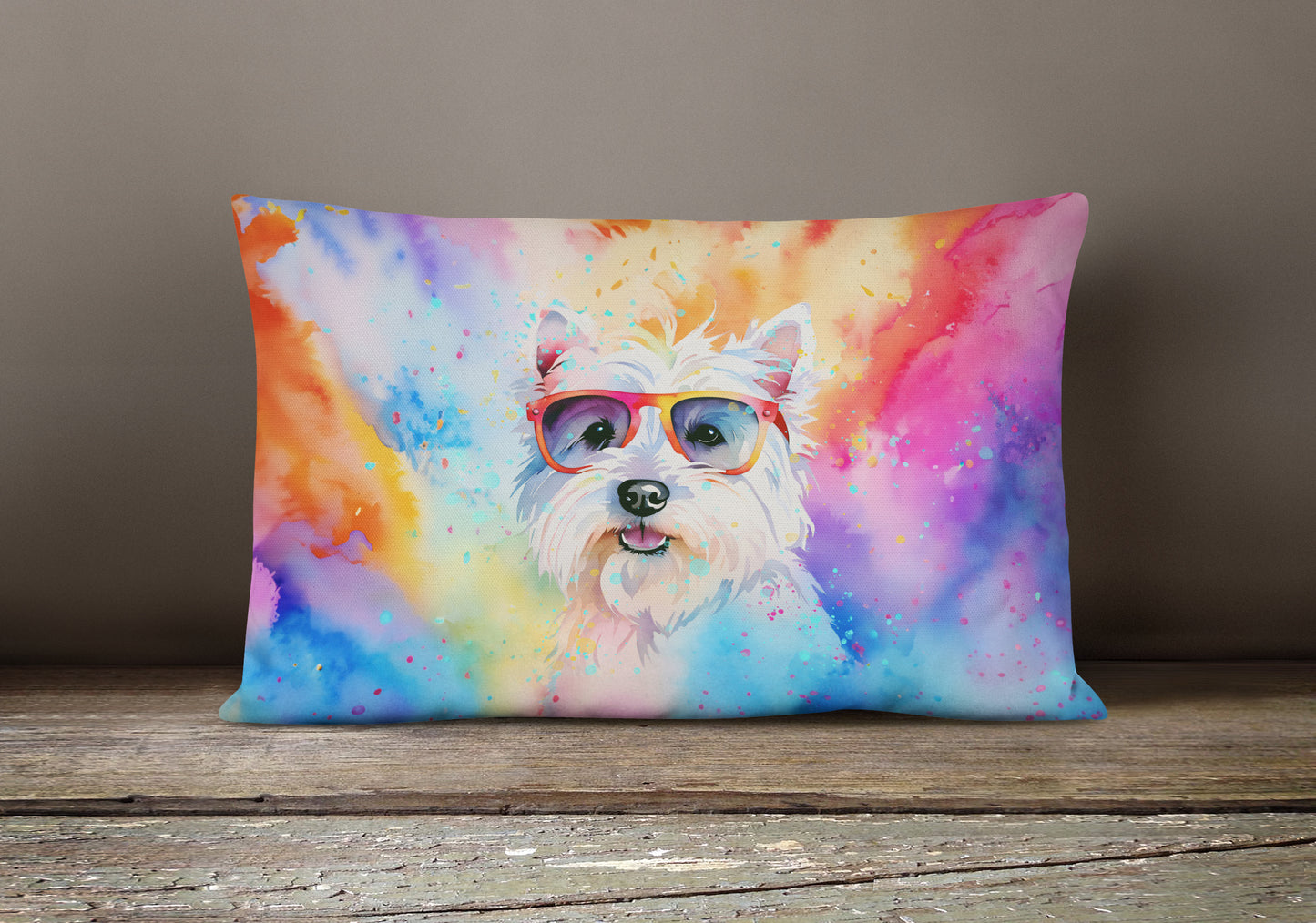 Westie Hippie Dawg Throw Pillow