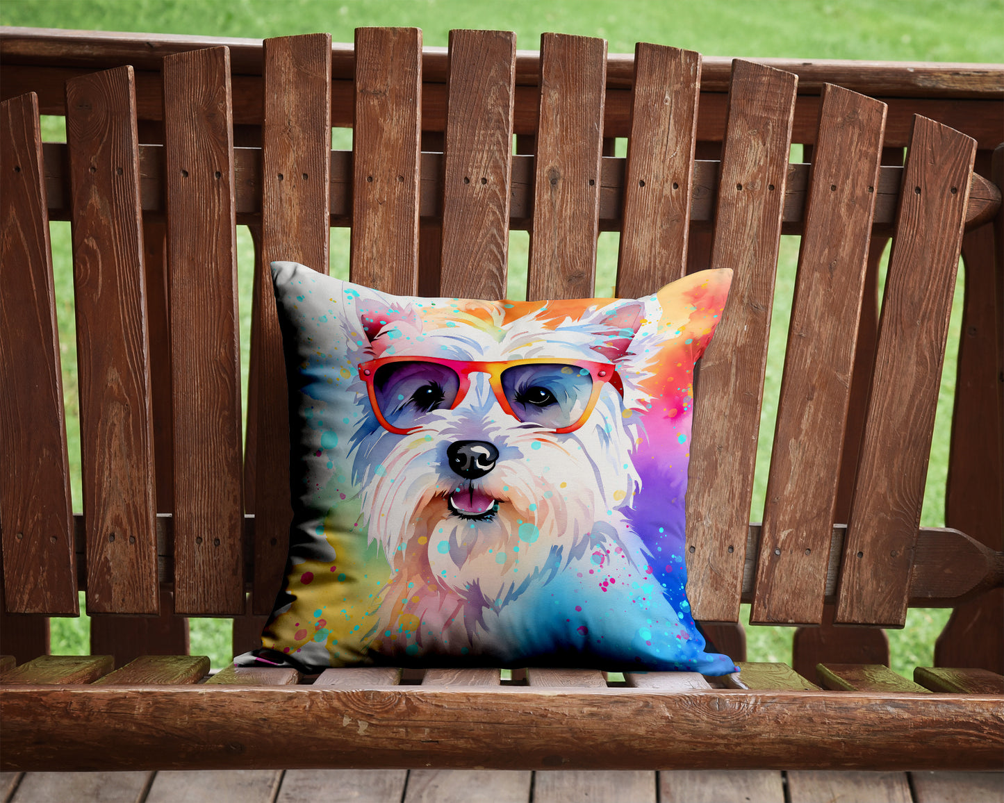 Westie Hippie Dawg Throw Pillow