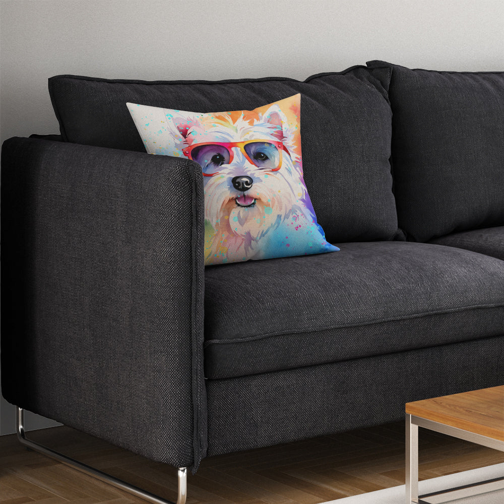 Westie Hippie Dawg Throw Pillow