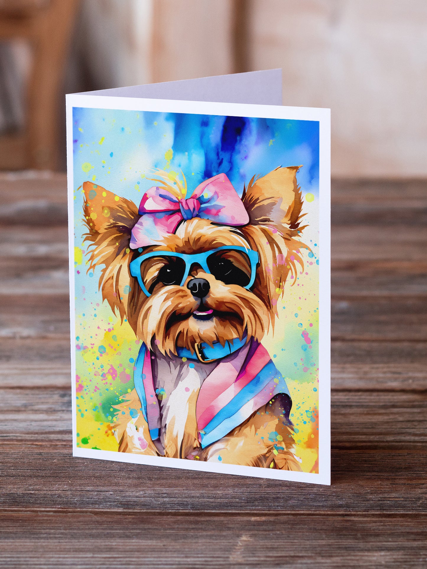 Yorkshire Terrier Hippie Dawg Greeting Cards Pack of 8