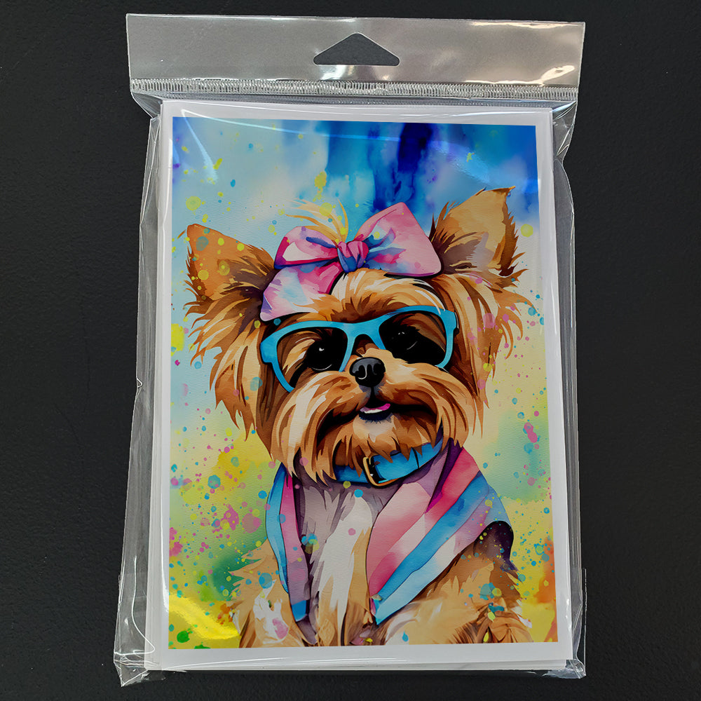 Yorkshire Terrier Hippie Dawg Greeting Cards Pack of 8