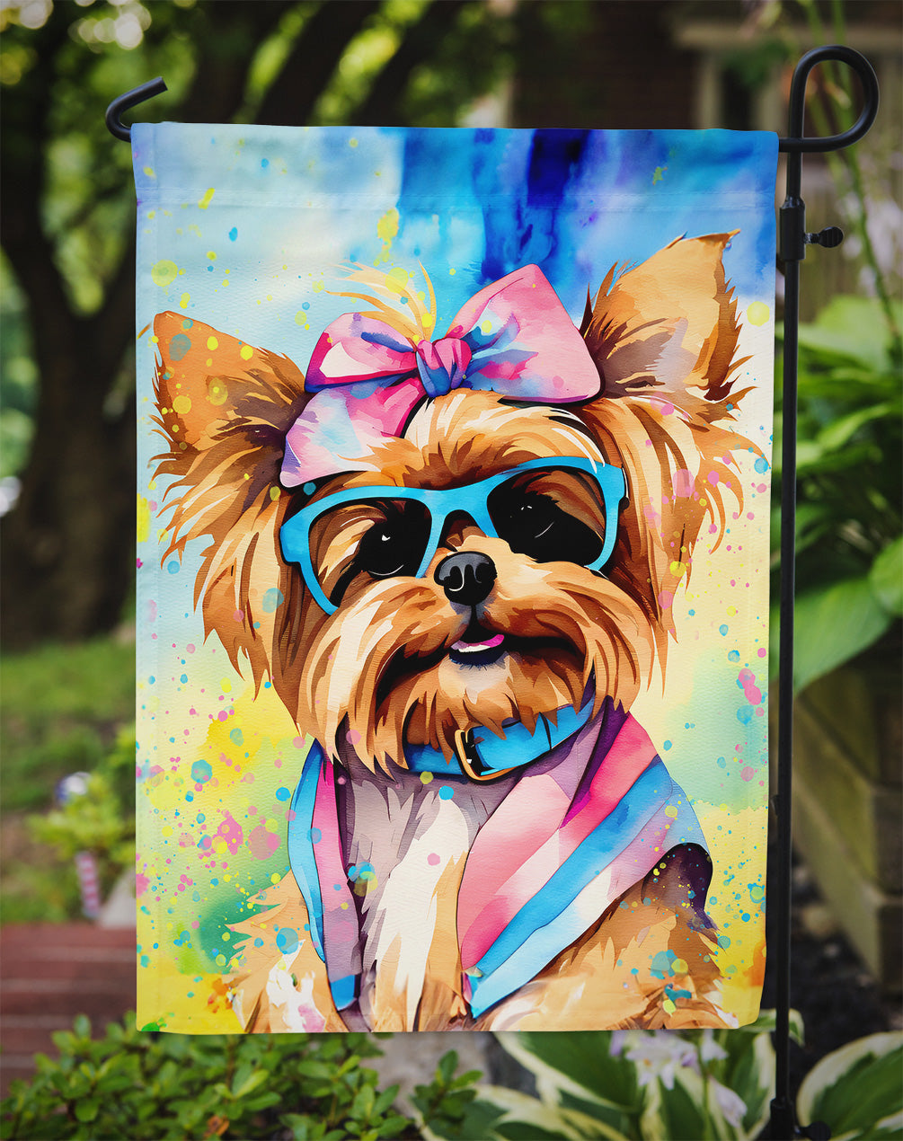 Yorkshire Terrier Hippie Dawg Garden Flag