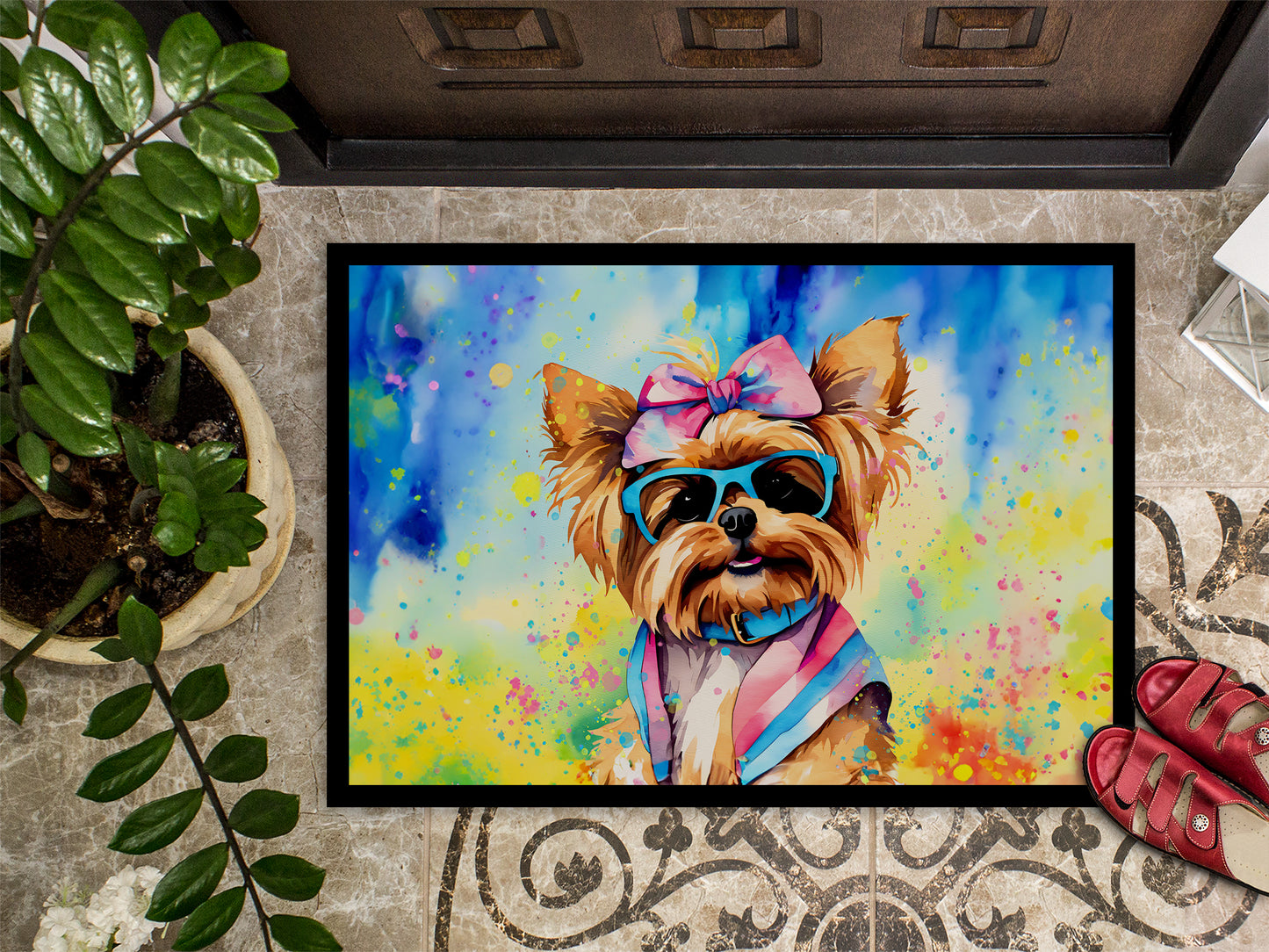 Yorkshire Terrier Hippie Dawg Doormat