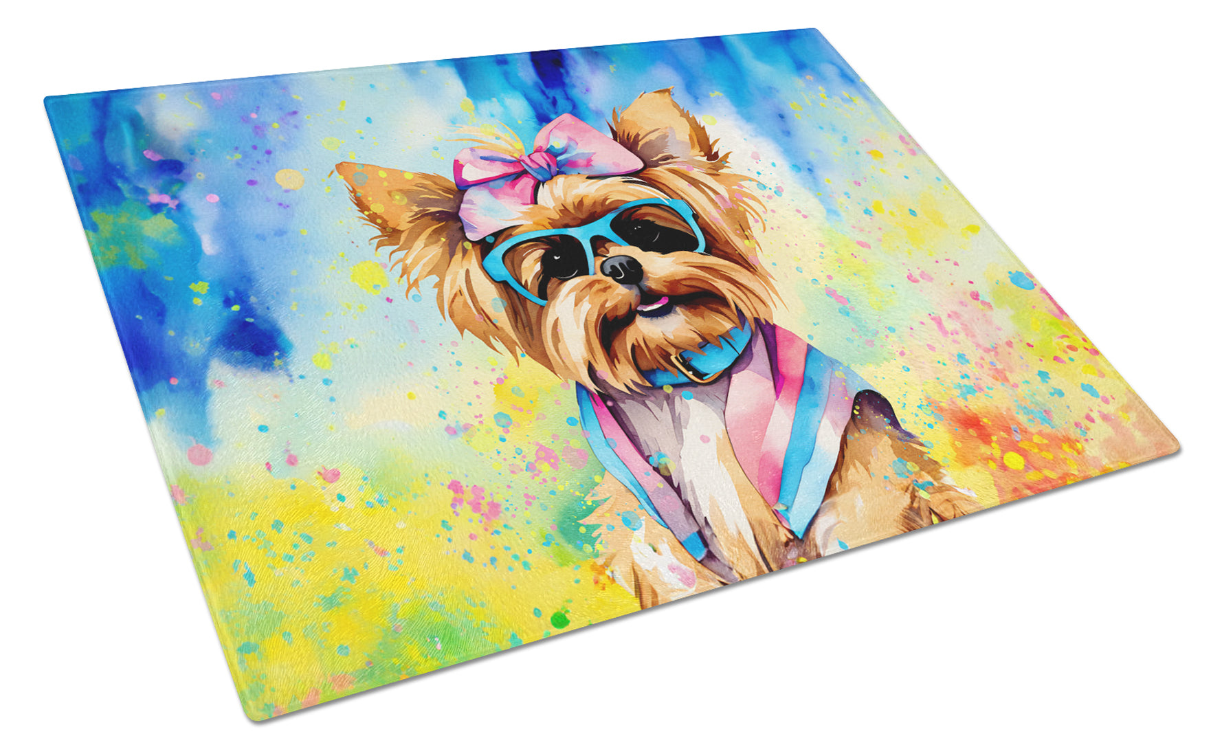 Buy this Yorkshire Terrier Hippie Dawg Glass Cutting Board