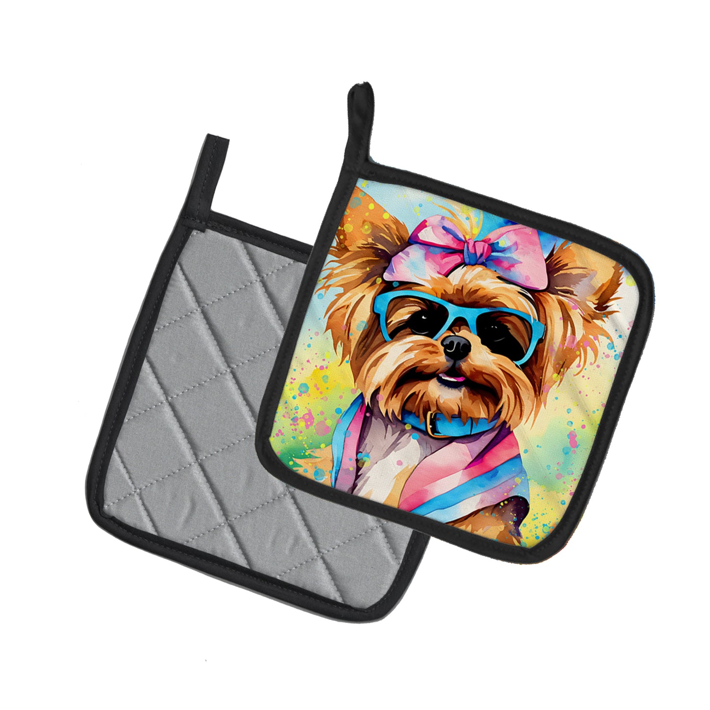 Yorkshire Terrier Hippie Dawg Pair of Pot Holders