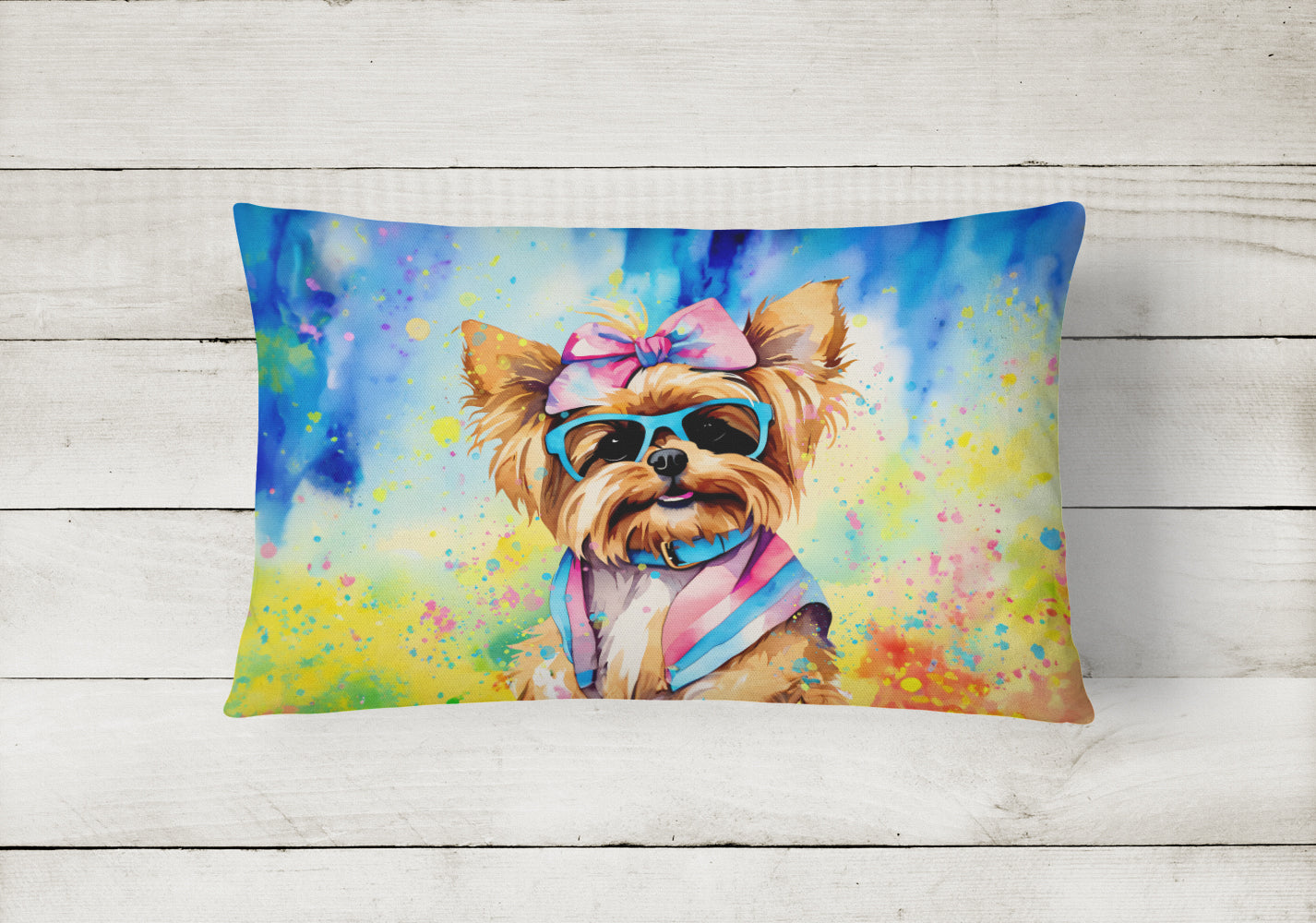 Yorkshire Terrier Hippie Dawg Throw Pillow