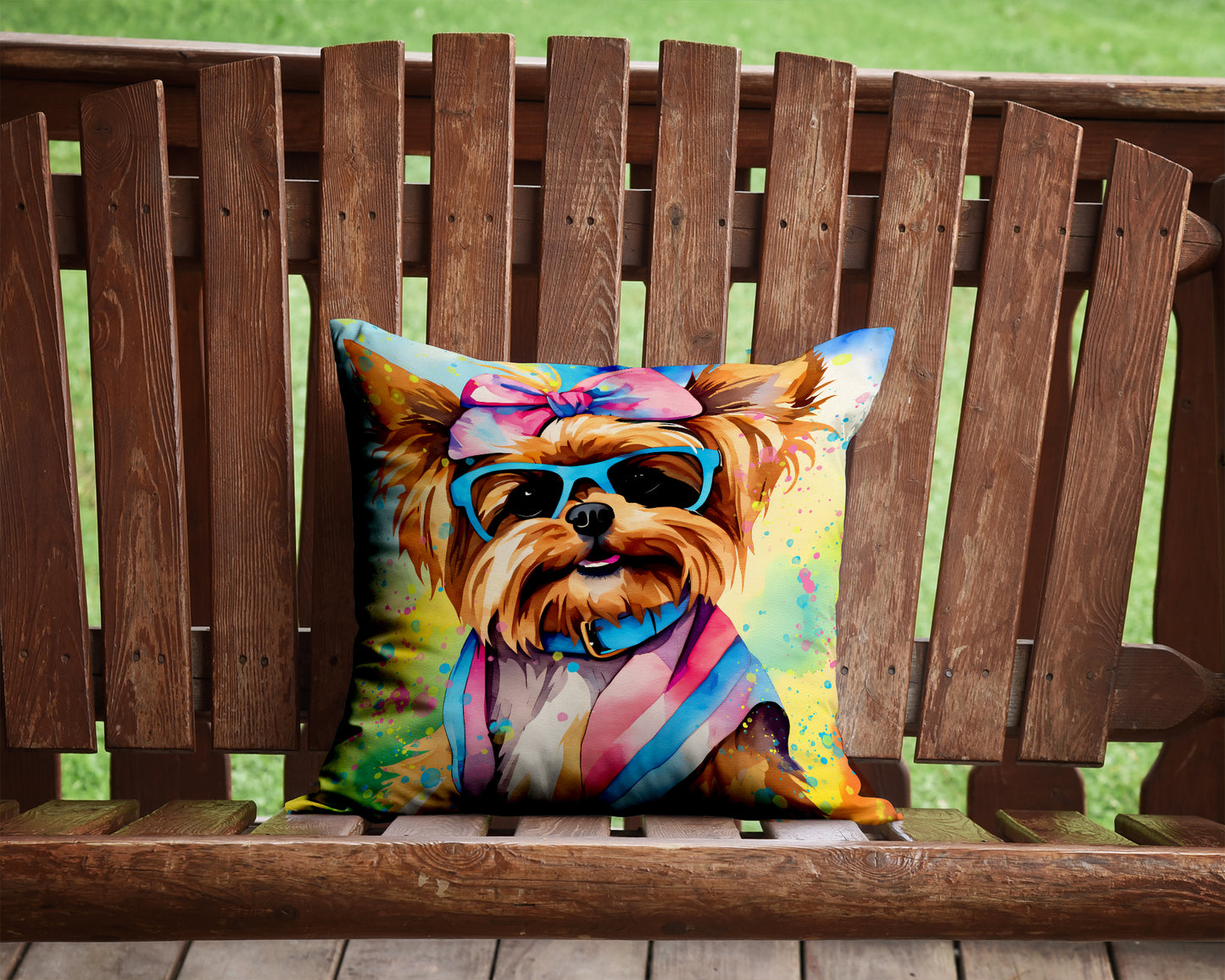 Yorkshire Terrier Hippie Dawg Throw Pillow