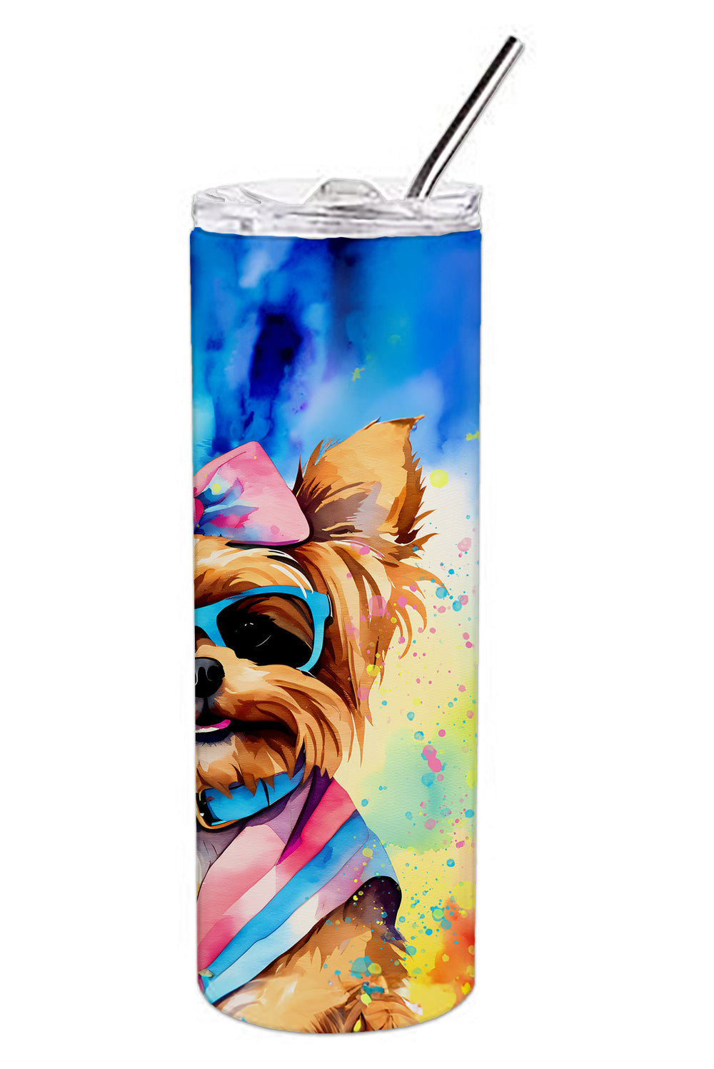 Yorkshire Terrier Hippie Dawg Stainless Steel Skinny Tumbler