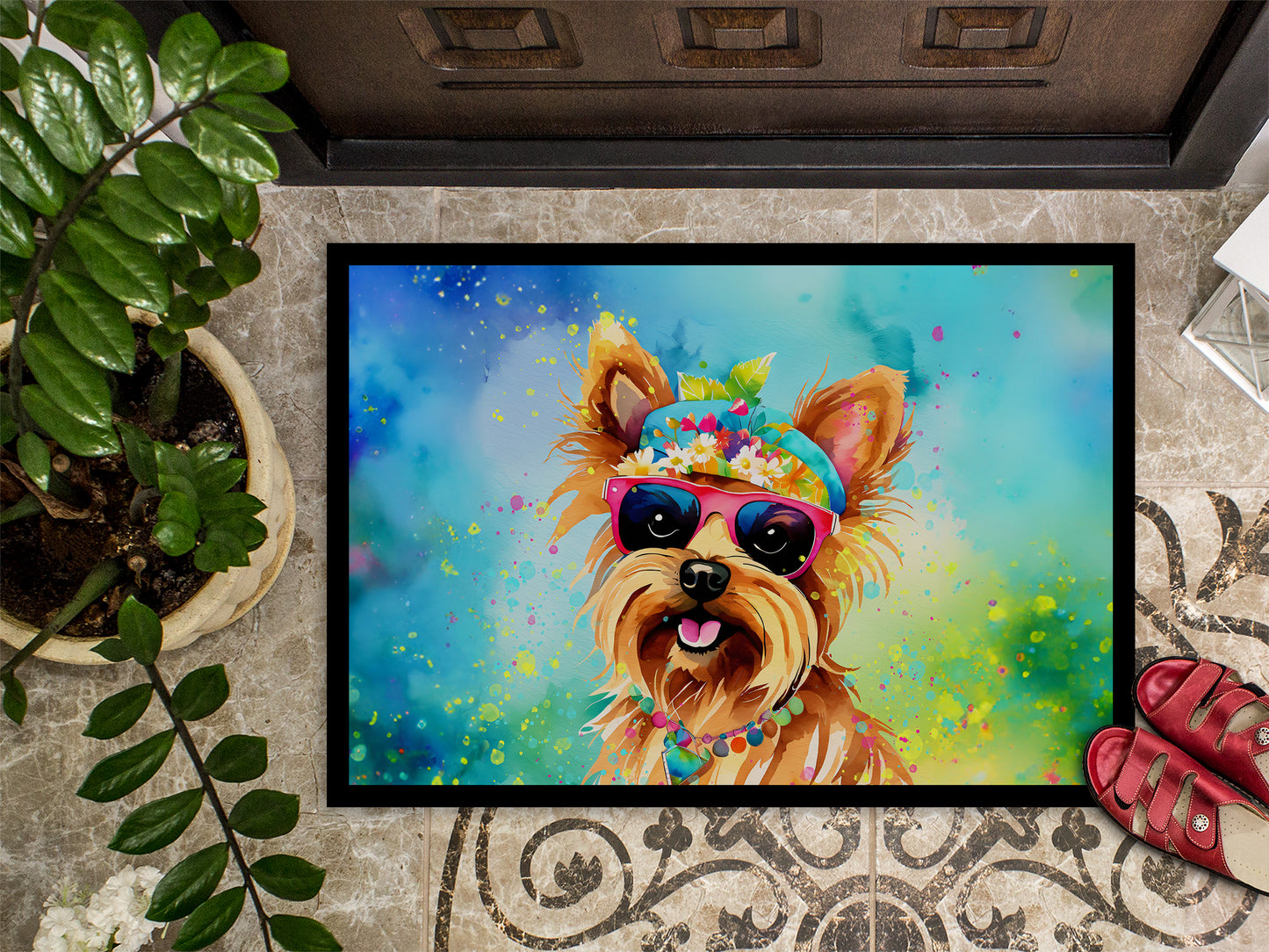 Yorkshire Terrier Hippie Dawg Doormat