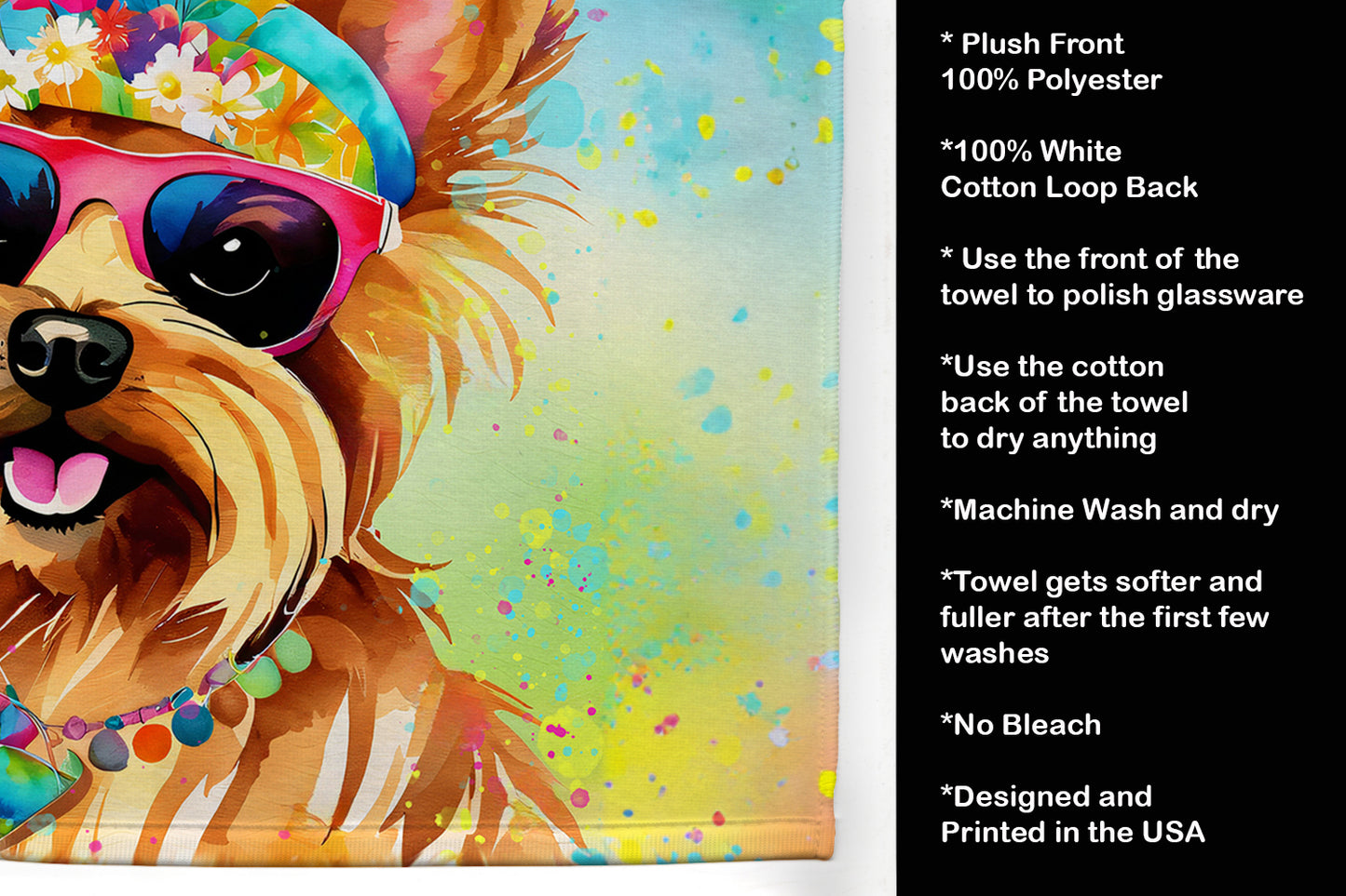 Yorkshire Terrier Hippie Dawg Kitchen Towel