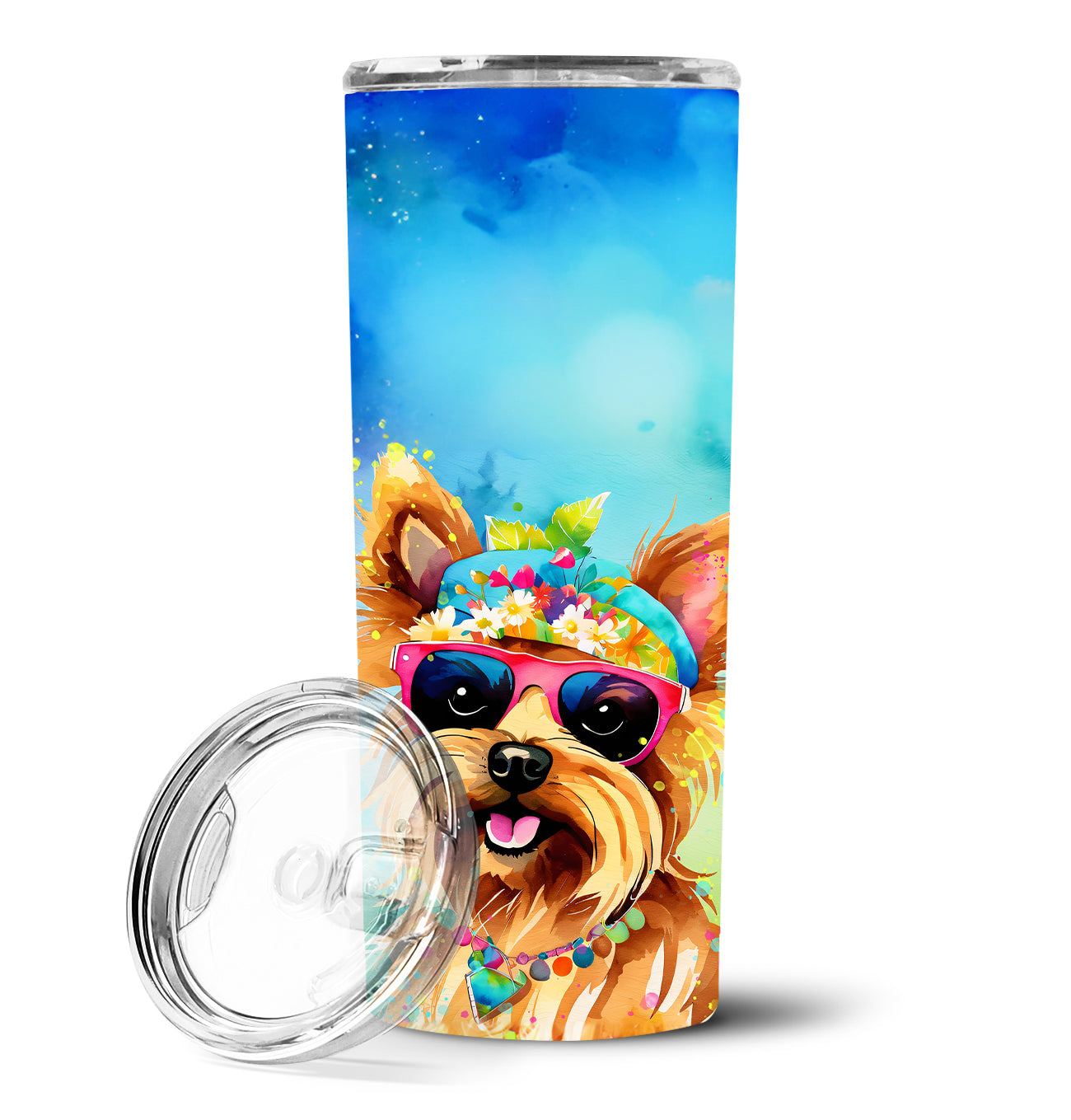 Buy this Yorkshire Terrier Hippie Dawg Stainless Steel Skinny Tumbler