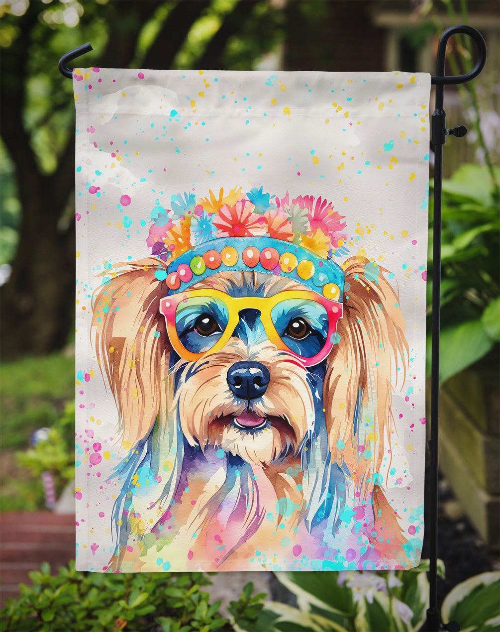 Yorkshire Terrier Hippie Dawg Garden Flag