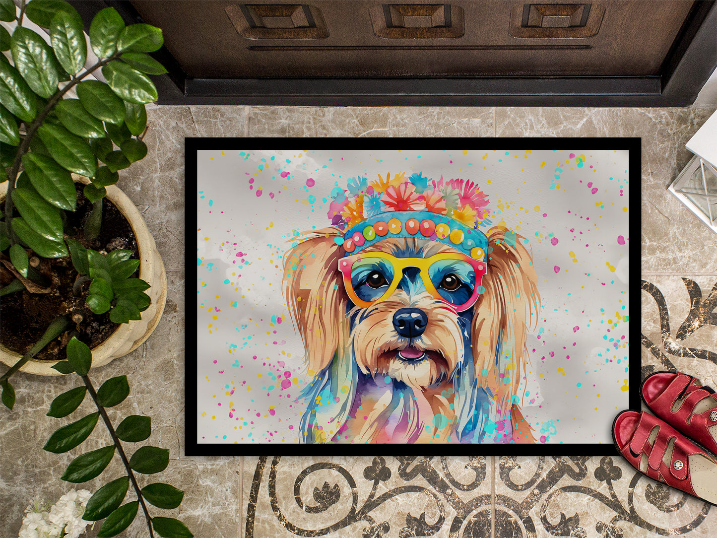 Yorkshire Terrier Hippie Dawg Doormat