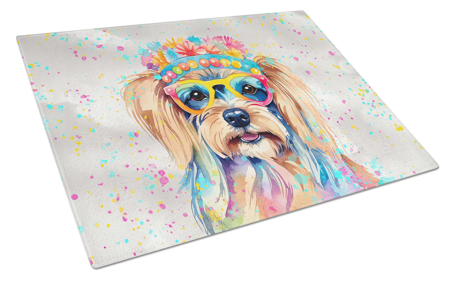 Buy this Yorkshire Terrier Hippie Dawg Glass Cutting Board