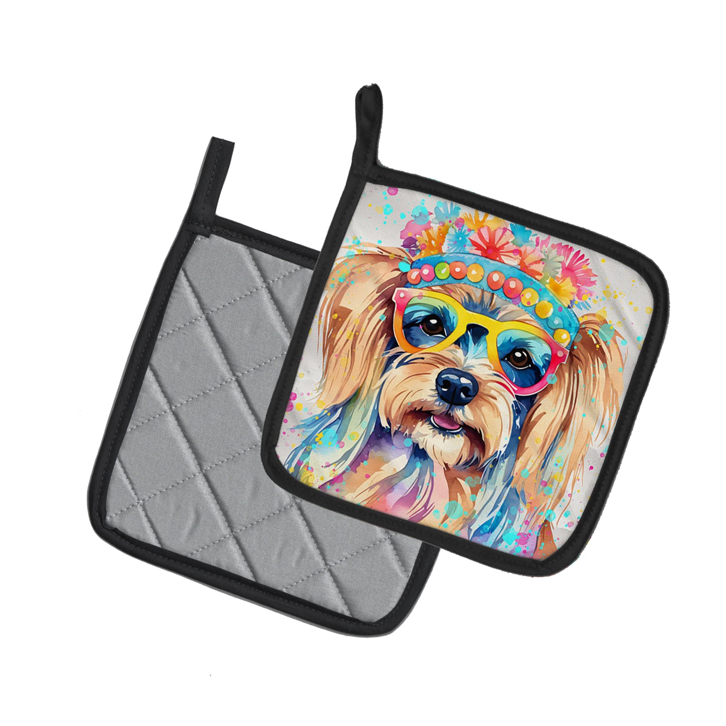 Yorkshire Terrier Hippie Dawg Pair of Pot Holders